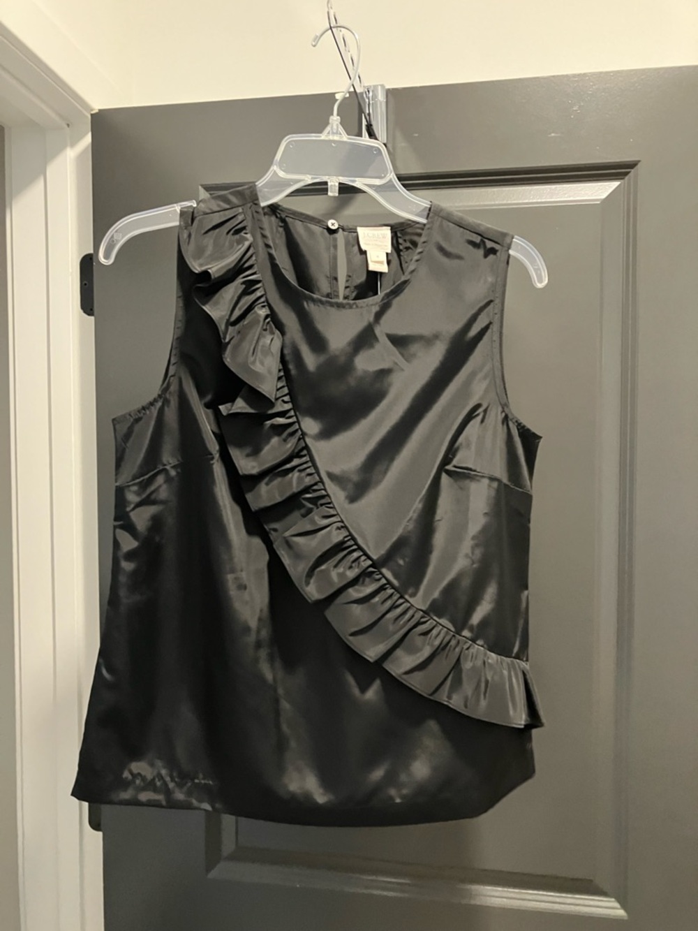 J. Crew Black Ruffle Sleeveless Tank Top